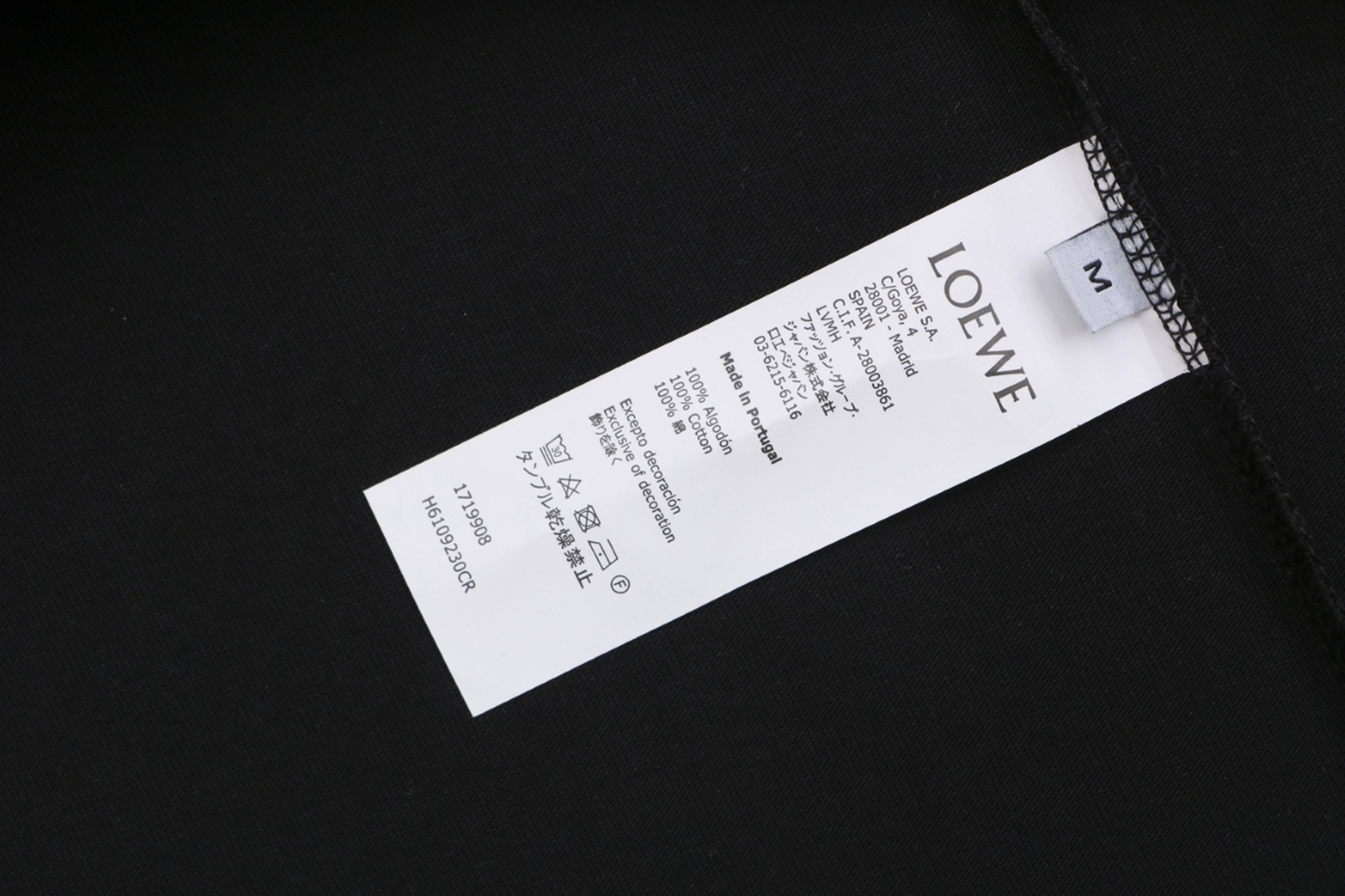 Loewe Multicolor Anagram & Script Embroidery T-Shirt Black Wash label