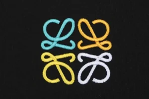 Loewe Multicolor Anagram & Script Embroidery T-Shirt Black Front Brand