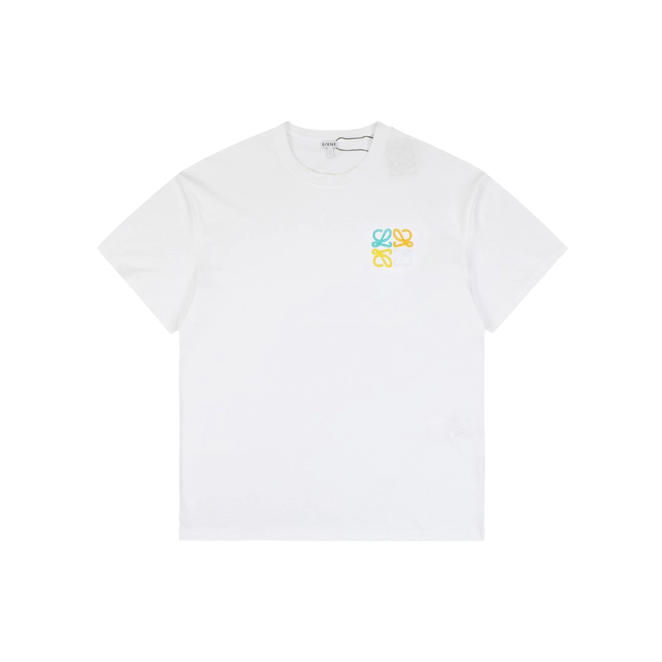 Loewe Multicolor Anagram & Script Embroidery T-Shirt White Front view
