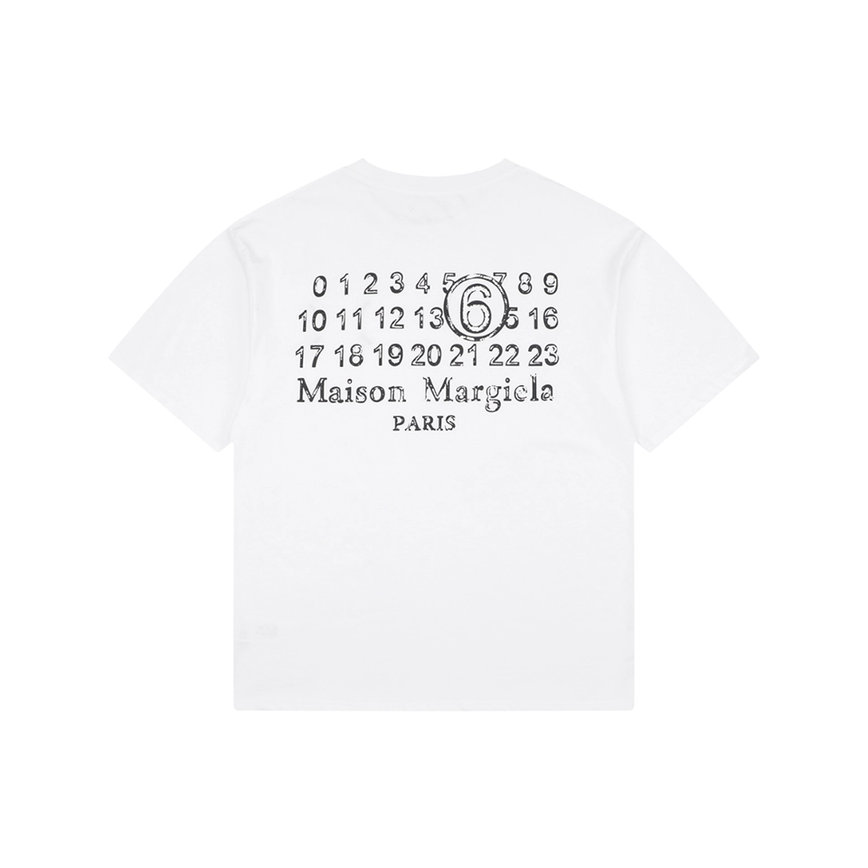 Maison Margiela Blurred Number 6 Back Logo T-Shirt White Back view