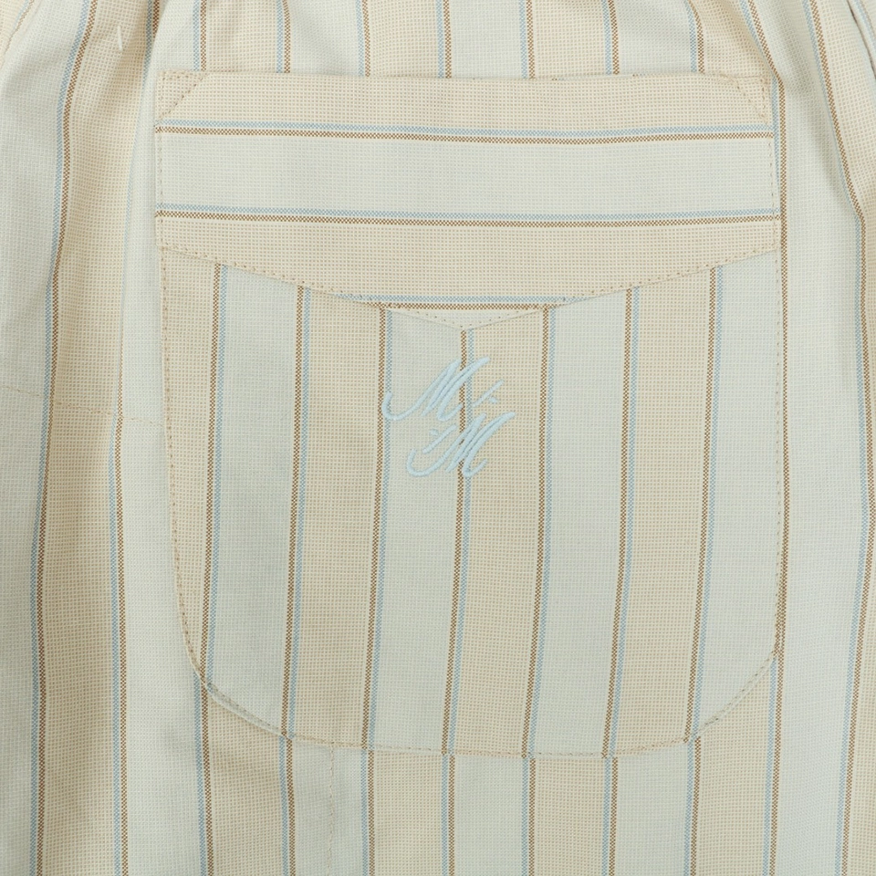 Maison Margiela Pinstripe Wide-Leg Trousers Green Pocket