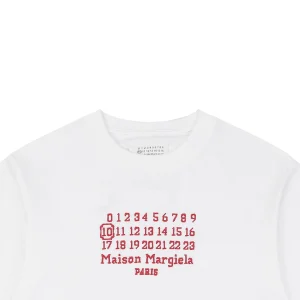 Maison Margiela Red Numeric Logo Embroidered T-Shirt