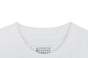 Maison Margiela Red Numeric Logo Embroidered T-Shirt Collar
