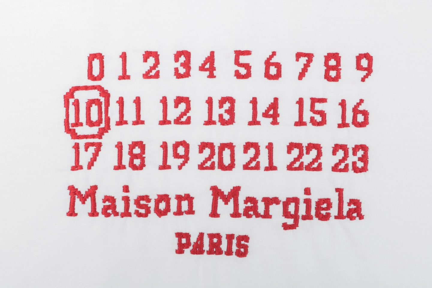 Maison Margiela Red Numeric Logo Embroidered T-Shirt Front Print