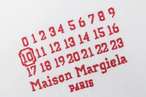 Maison Margiela Red Numeric Logo Embroidered T-Shirt Front Print