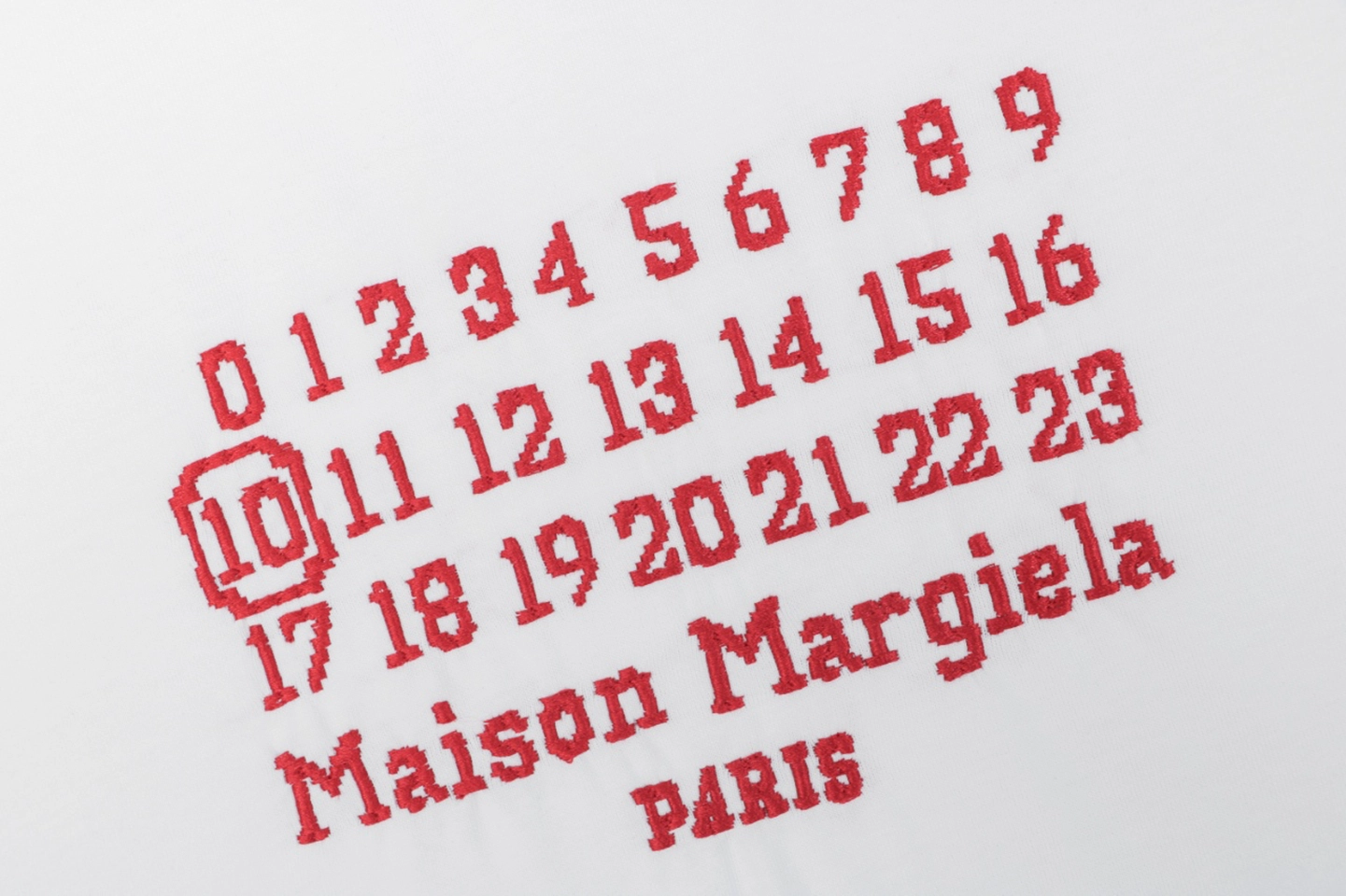 Maison Margiela Red Numeric Logo Embroidered T-Shirt Front Print