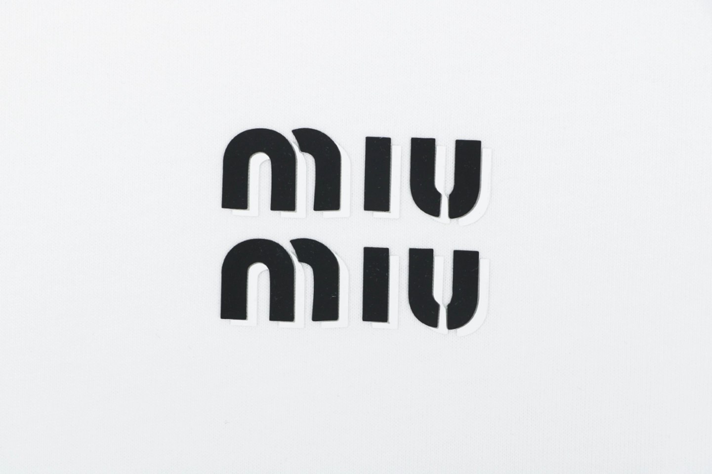 Miu Miu Double-Line Logo Print T-Shirt White Brand