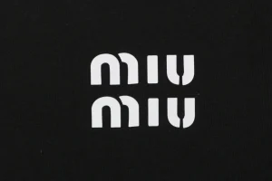 Miu Miu Double-Line Logo Print T-Shirt Black Brand