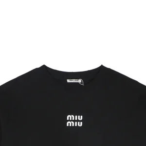 Miu Miu Double-Line Logo T-Shirt Black