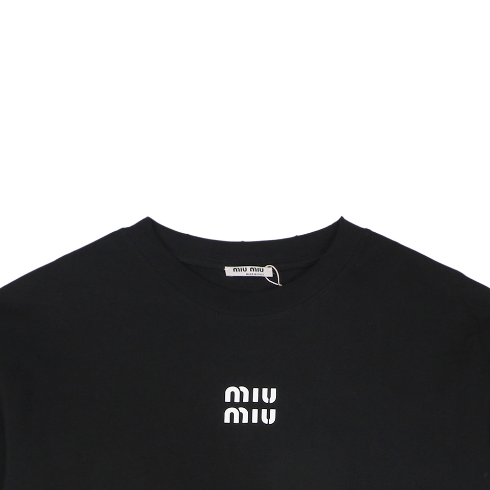Miu Miu Double-Line Logo T-Shirt Black