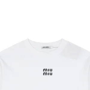 Miu Miu Double-Line Logo T-Shirt White