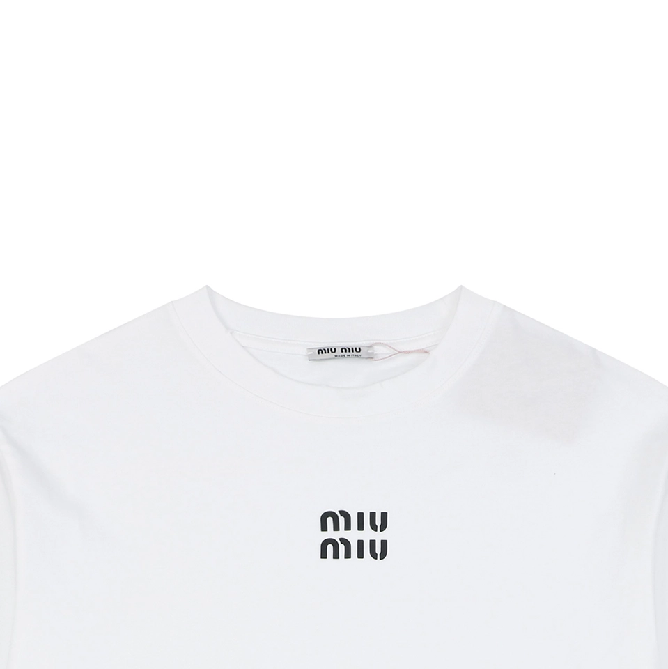 Miu Miu Double-Line Logo T-Shirt White