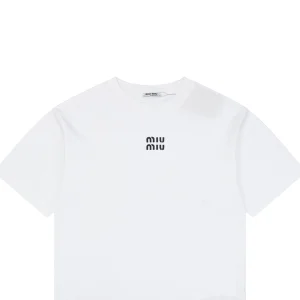 Miu Miu Double-Line Logo T-Shirt White