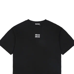 Miu Miu Double-Line Logo T-Shirt Black