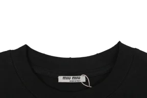 Miu Miu Double-Line Logo T-Shirt Black Collar