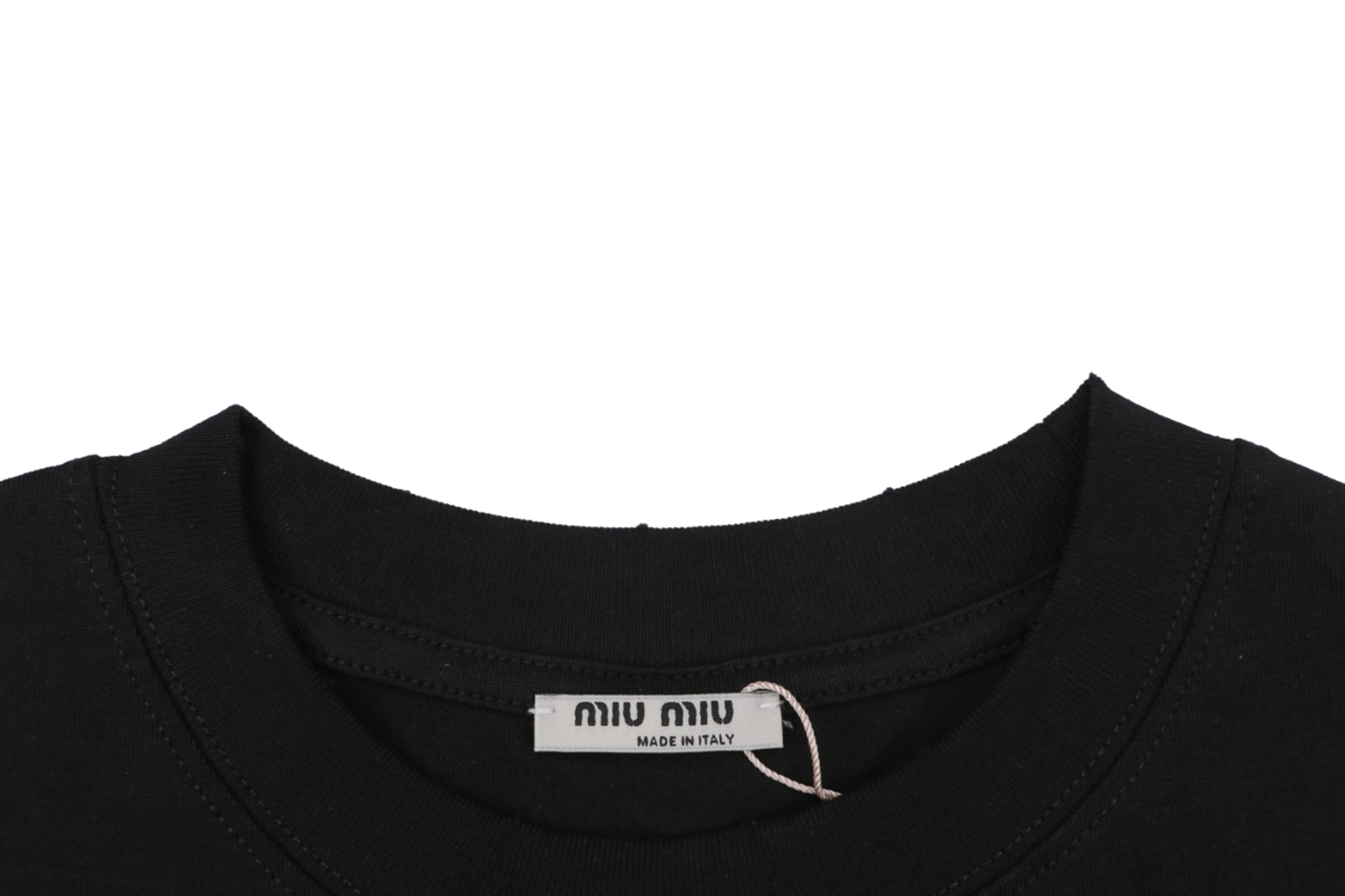 Miu Miu Double-Line Logo T-Shirt Black Collar