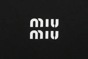 Miu Miu Double-Line Logo T-Shirt Black Front Brand