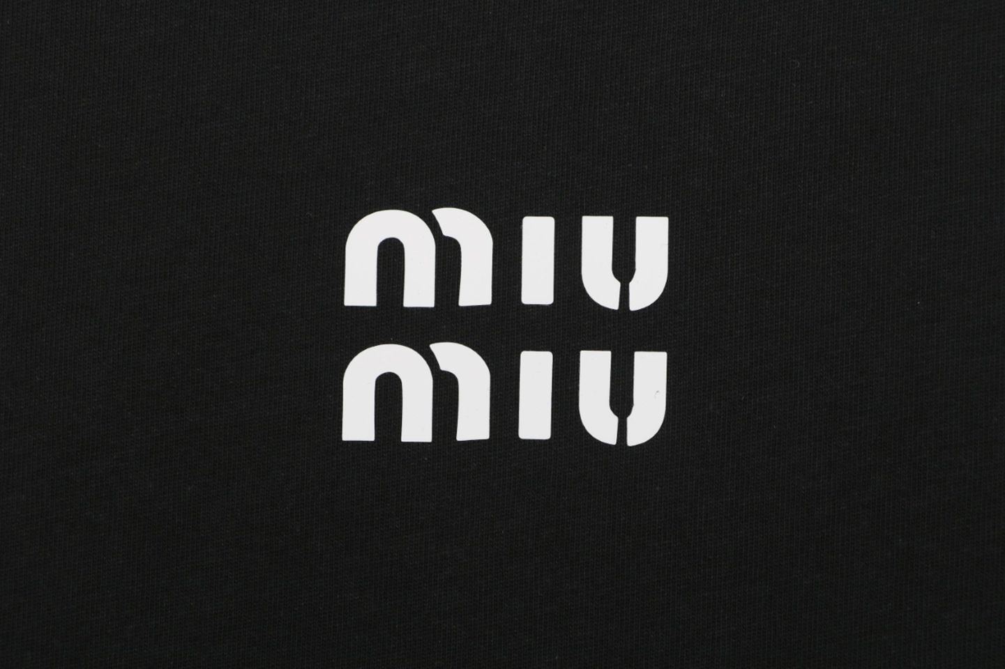 Miu Miu Double-Line Logo T-Shirt Black Front Brand