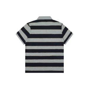Miu Miu Mini Logo Grey-Blue Striped Polo Shirt back view