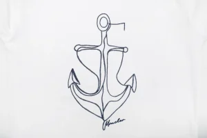Moncler Anchor Sketch Graphic T-Shirt White Front Print