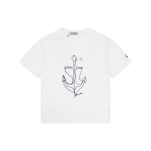 Moncler Anchor Sketch Graphic T-Shirt White Front view