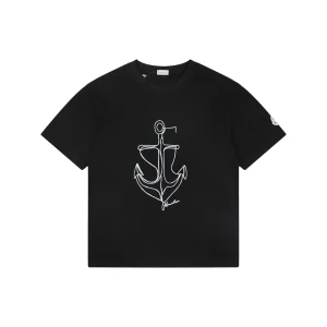 Moncler Anchor Sketch Graphic T-Shirt Black Front view