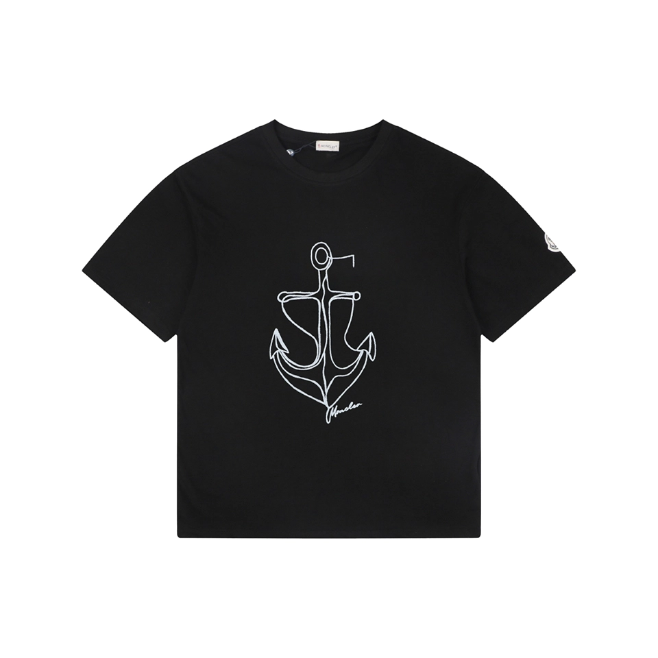Moncler Anchor Sketch Graphic T-Shirt Black Front view