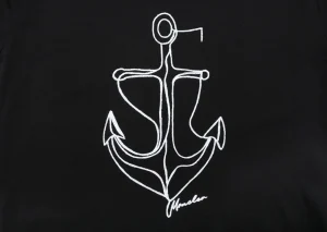 Moncler Anchor Sketch Graphic T-Shirt Black Front Print