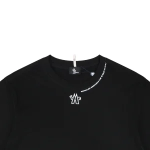 Moncler Collar Logo Minimal T-Shirt Black