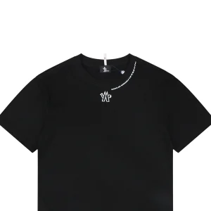 Moncler Collar Logo Minimal T-Shirt Black