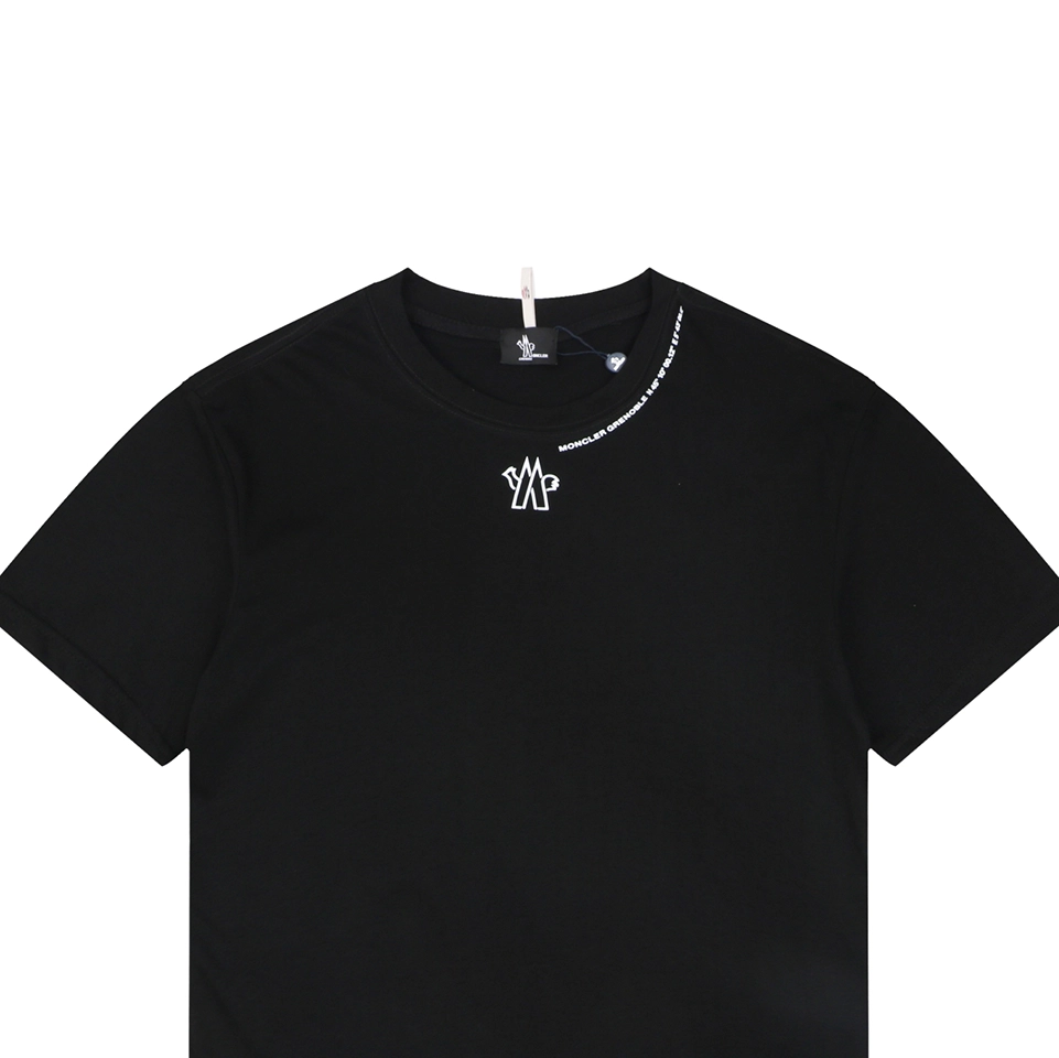 Moncler Collar Logo Minimal T-Shirt Black