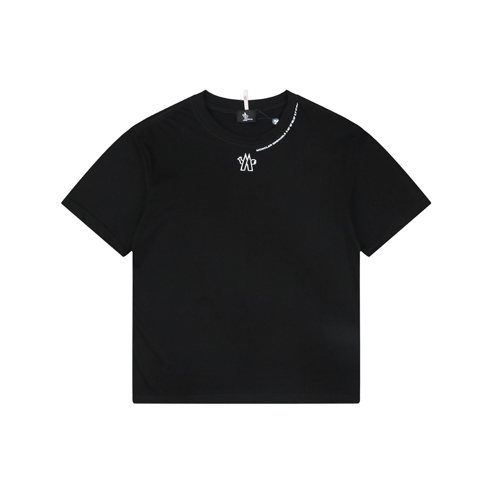 Moncler Collar Logo Minimal T-Shirt Black Front view