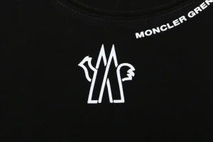 Moncler Collar Logo Minimal T-Shirt Black Front Print