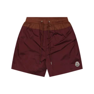 Moncler Color-Block Drawstring Swim Shorts Red Front view