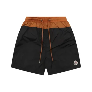 Moncler Color-Block Drawstring Swim Shorts Black Front view