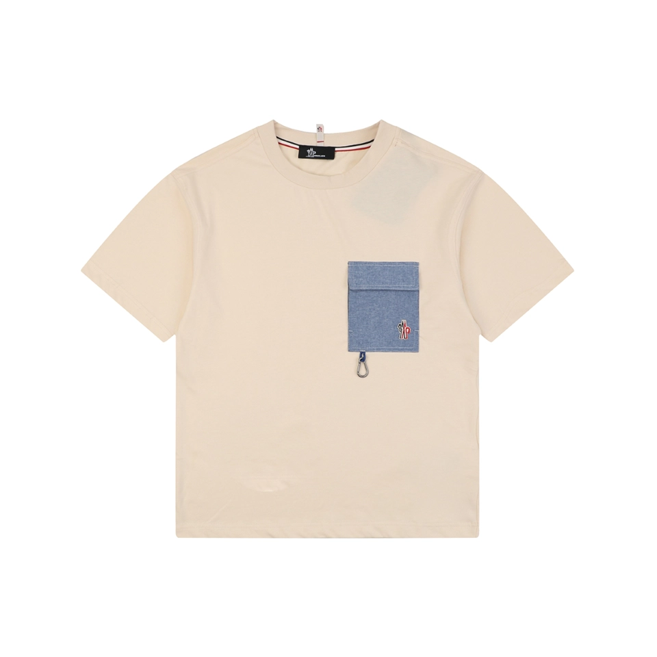 Moncler Denim Pocket T-Shirt Beige Front view