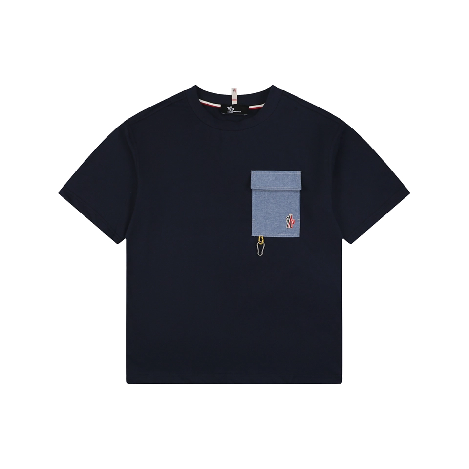 Moncler Denim Pocket T-Shirt Black Front view