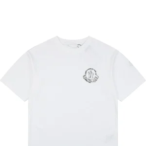 Moncler Geometric Logo Print Oversized T-Shirt White