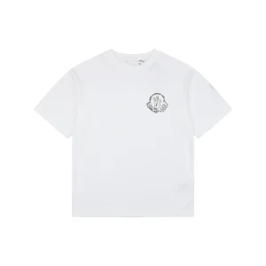 Moncler Geometric Logo Print Oversized T-Shirt White Front view
