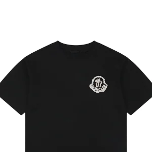 Moncler Geometric Logo Print Oversized T-Shirt Black