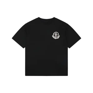 Moncler Geometric Logo Print Oversized T-Shirt Black Front view