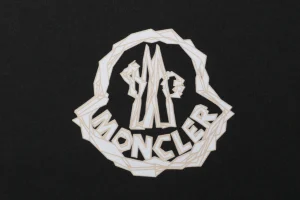 Moncler Geometric Logo Print Oversized T-Shirt Black Front Brand