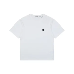 Moncler Mini Logo Embroidered T-Shirt White Front view