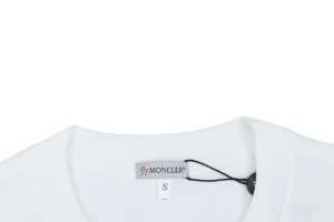 Moncler Mini Logo Embroidered T-Shirt White Collar