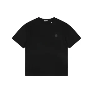 Moncler Mini Logo Embroidered T-Shirt Black Front view