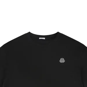 Moncler Mini Stripe Logo Embroidered T-Shirt Black