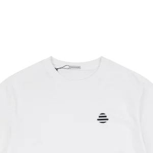 Moncler Mini Stripe Logo Embroidered T-Shirt White