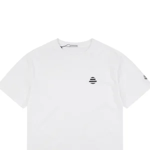 Moncler Mini Stripe Logo Embroidered T-Shirt White