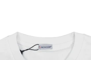 Moncler Mini Stripe Logo Embroidered T-Shirt White Collar
