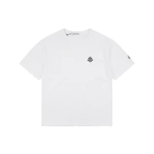 Moncler Mini Stripe Logo Embroidered T-Shirt White Front view